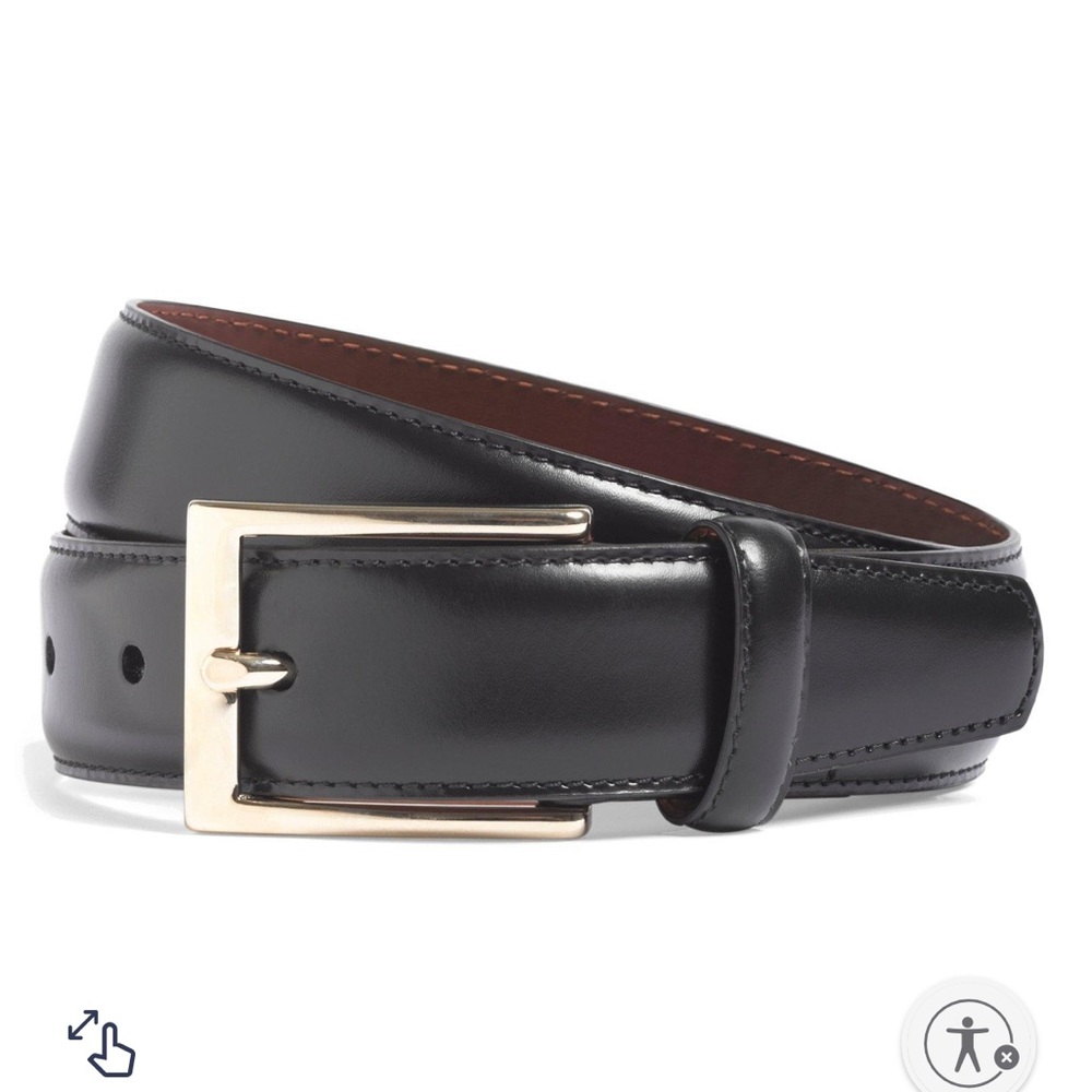 Gold Buckle Leather Dress Belt